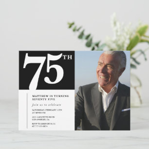 Schwarze Einladungen zum 75. Geburtstag Modern Chi