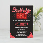 Schwarze Einladungen zum 80. Geburtstag Grillen Ei (Stehend Vorderseite)