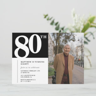 Schwarze Einladungen zum 80. Geburtstag Modern Chi