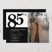 Schwarze Einladungen zum 85. Geburtstag Eleganter (Vorne/Hinten)
