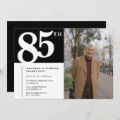 Schwarze Einladungen zum 85. Geburtstag Modernes C (Vorne/Hinten)