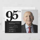 Schwarze Einladungen zum 95. Geburtstag Eleganter  (Vorderseite)