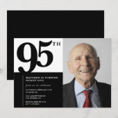 Schwarze Einladungen zum 95. Geburtstag Eleganter  (Vorne/Hinten)