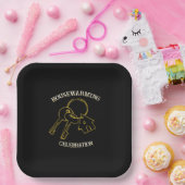 Schwarze Einweihungs-Papierplatten mit Gold Pappteller (Party)