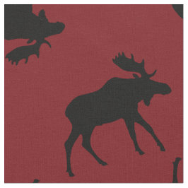 Schwarze Elch-Silhouetten auf Rot Stoff