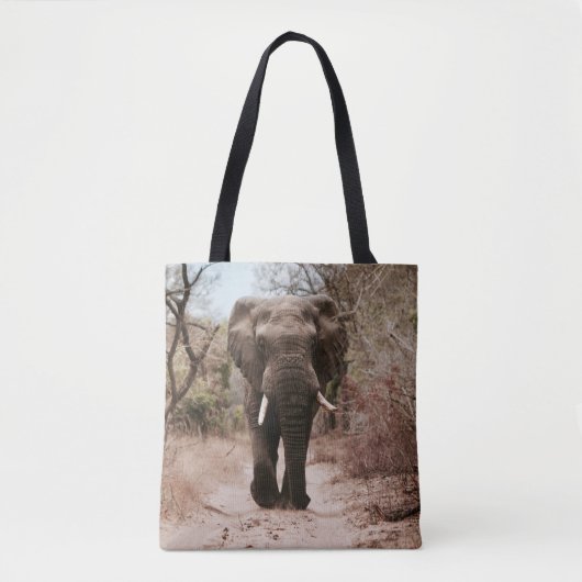 SCHWARZE ELEFANLAGE AUF BROWSAND TASCHE (Vorderseite)