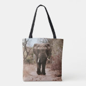 SCHWARZE ELEFANLAGE AUF BROWSAND TASCHE (Rückseite)