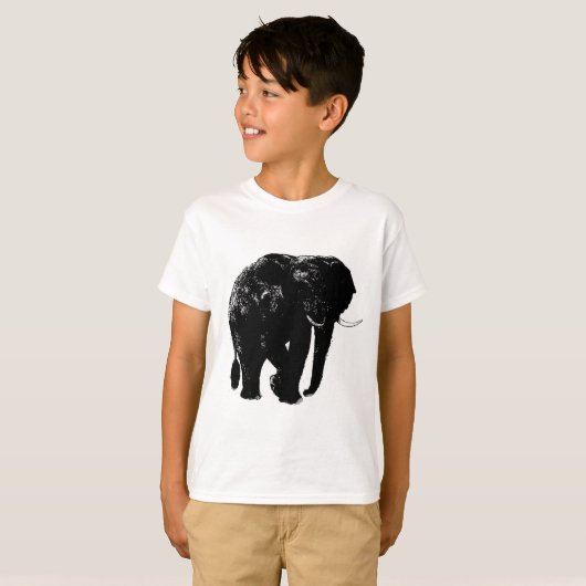 Schwarze Elefant-Silhouette T-Shirt (Vorne ganz)
