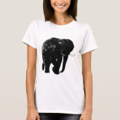 Schwarze Elefant-Silhouette T-Shirt (Vorderseite)