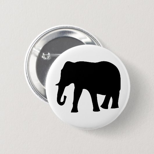 schwarze Elefantikone Button (Vorne & Hinten)