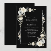 Schwarze elegante Abendhochzeit Einladung (Vorne/Hinten)