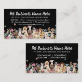 Schwarze Elegante Blume Dog Trainer Visitenkarte (Vorne/Hinten)