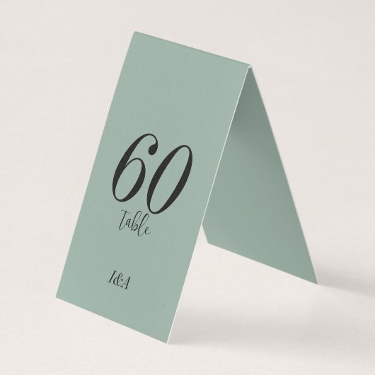 Schwarze Elegante Calligrafy Numbers auf Sage Gree (Rückseite)