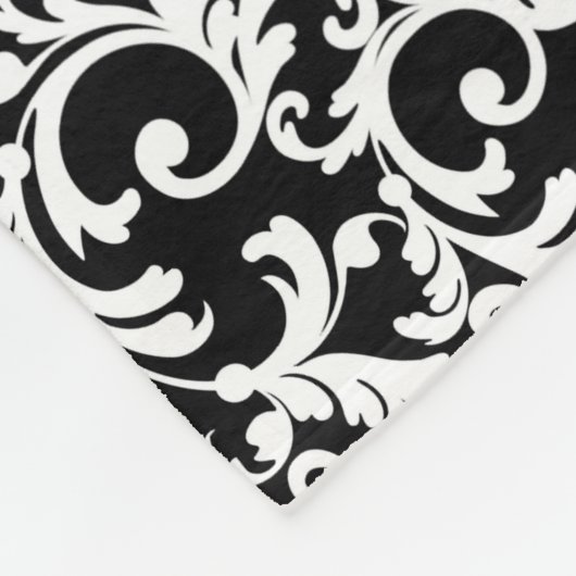 Schwarze elegante Damask Medium Fleecedecke (Ecke)