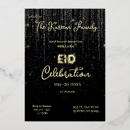 Schwarze elegante Eid-Feier Eid-Party-Einladung Folien Feiertagskarte