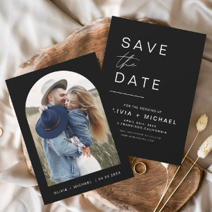 Schwarze elegante Foto-Save-the-Date-Karten minima Save The Date
