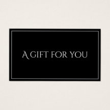 Schwarze elegante Geschenkgutschein-Karte für Unte