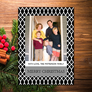 Schwarze Elegante Gitter Foto Flat Card Feiertagskarte