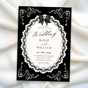 Schwarze elegante Hochzeit Einladung