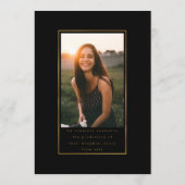 Schwarze Elegante Imitate Foil Foto Universität Gr Einladung (Rückseite)