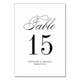 Schwarze Elegante Klassische Skripthochzeit Tischnummer