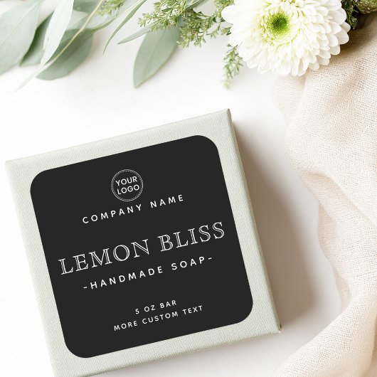 Schwarze, elegante Marketiketten Quadratischer Aufkleber