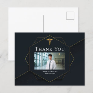 Schwarze elegante medizinische Fakultät Abschlussf Postkarte