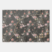 Schwarze Elegante Moderne Rose Geschenkpapier Set (Vorderseite)