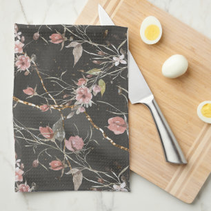 Schwarze Elegante Moderne Rose Geschirrtuch