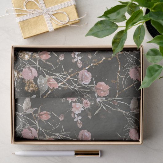 Schwarze Elegante Moderne Rose Seidenpapier (Geschenk)