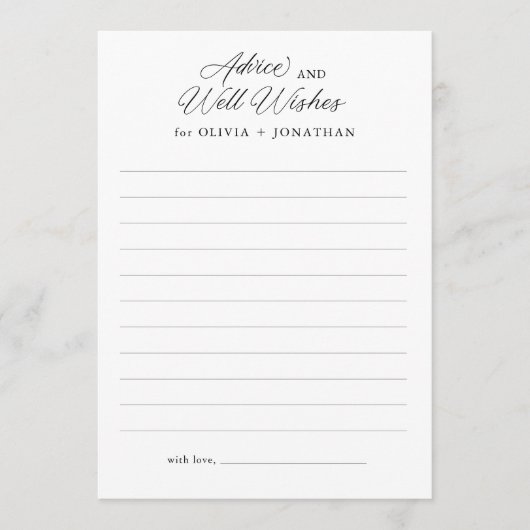 Schwarze Elegante Moderne Skripte - Wünsche Hinweiskarte (Vorderseite)