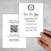 Schwarze Elegante Monogram-Kranz-Save the Date-Kar Einladung