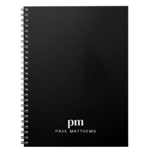 Schwarze elegante professionelle Monogramm-Initial Notizblock