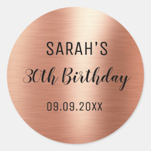 Schwarze elegante Rose Goldfolie 30. Geburtstag Runder Aufkleber