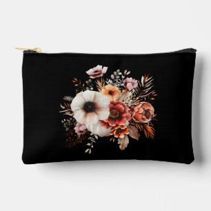 Schwarze Elegante Rustikale Wildblumen Zubehörtasche