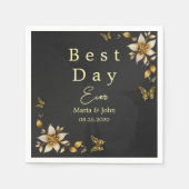 Schwarze, elegante Schmetterlinge Hochzeit von Nap Serviette (Vorderseite)