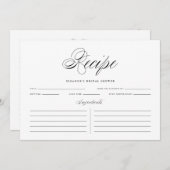 Schwarze, elegante Script-Personalisierte Rezept-K Einladung (Vorne/Hinten)