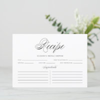 Schwarze, elegante Script-Personalisierte Rezept-K
