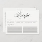 Schwarze elegante Script-Rezept-Karte (Vorne/Hinten)