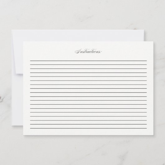 Schwarze elegante Script-Rezept-Karte (Rückseite)