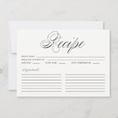 Schwarze elegante Script-Rezept-Karte (Vorderseite)