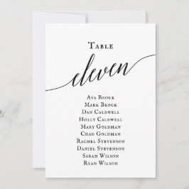 Schwarze, elegante Script-Tischnummer 11 Seating C Einladung