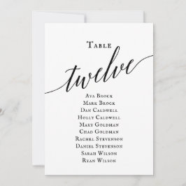 Schwarze, elegante Script-Tischnummer 12 Seating C Einladung