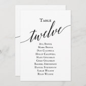 Schwarze, elegante Script-Tischnummer 12 Seating C Einladung (Vorne/Hinten)