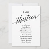 Schwarze, elegante Script-Tischnummer 13 Seating C Einladung (Vorderseite)