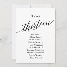 Schwarze, elegante Script-Tischnummer 13 Seating C Einladung