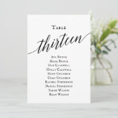 Schwarze, elegante Script-Tischnummer 13 Seating C Einladung (Stehend Vorderseite)