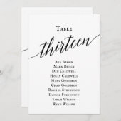 Schwarze, elegante Script-Tischnummer 13 Seating C Einladung (Vorne/Hinten)