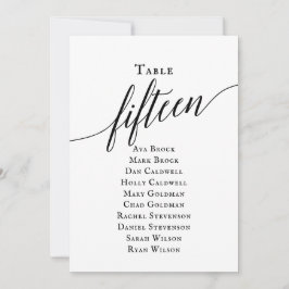 Schwarze, elegante Script-Tischnummer 15 Seating C Einladung