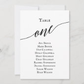 Schwarze, elegante Script-Tischnummer 1 Seating Ch Einladung (Vorderseite)